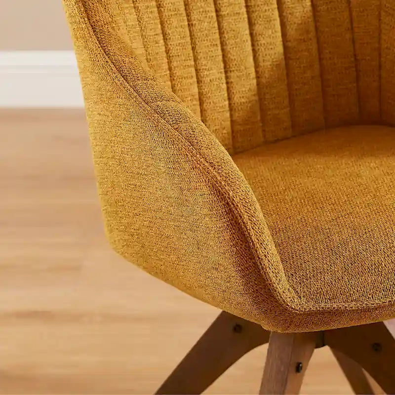 Art Leon Set of 2 Mid-century Swivel Dining Chairs with Wood Legs