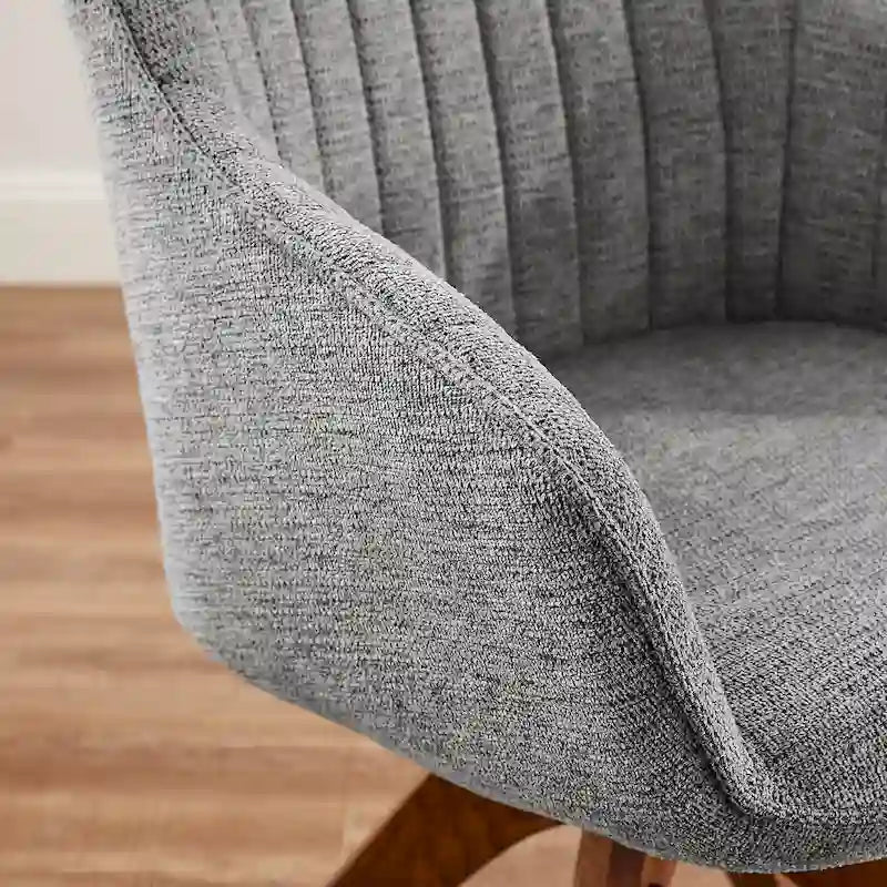 Art Leon Set of 2 Mid-century Swivel Dining Chairs with Wood Legs