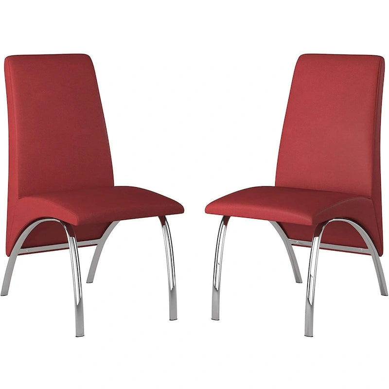 Hamil Leatherette Dining Chair with Chrome Legs Set of 2