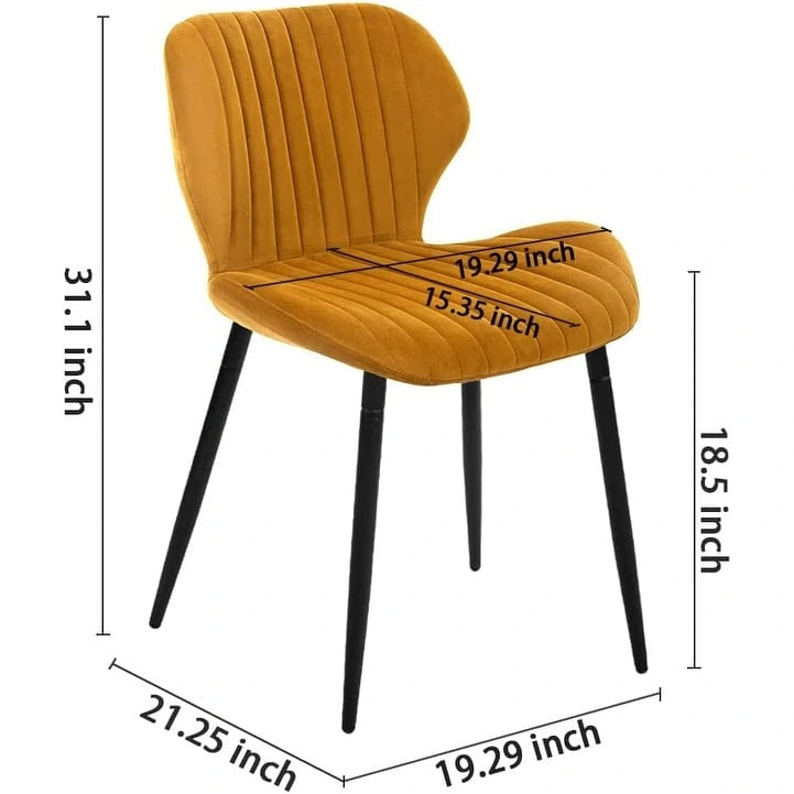 Modern Upholstered Dining Chairs with Metal Legs, Set of 2, Brown