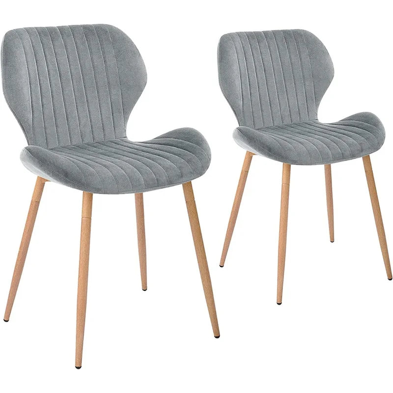 Modern Upholstered Dining Chairs with Metal Legs, Set of 2, Brown