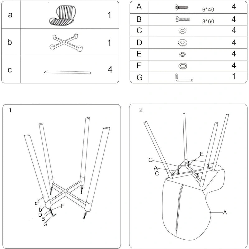 Modern Upholstered Dining Chairs with Metal Legs, Set of 2, Brown