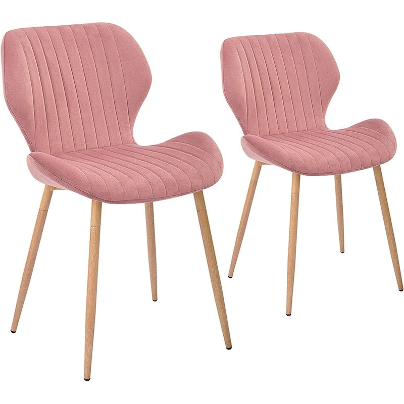 Modern Upholstered Dining Chairs with Metal Legs, Set of 2, Brown