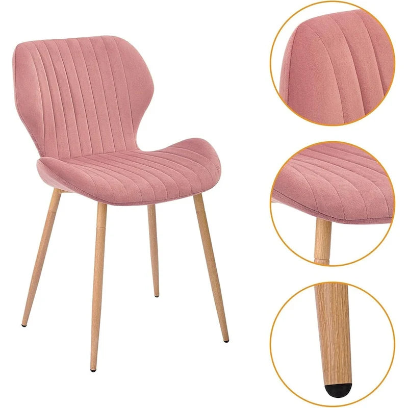 Modern Upholstered Dining Chairs with Metal Legs, Set of 2, Brown