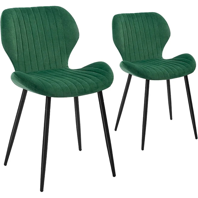 Modern Upholstered Dining Chairs with Metal Legs, Set of 2, Brown