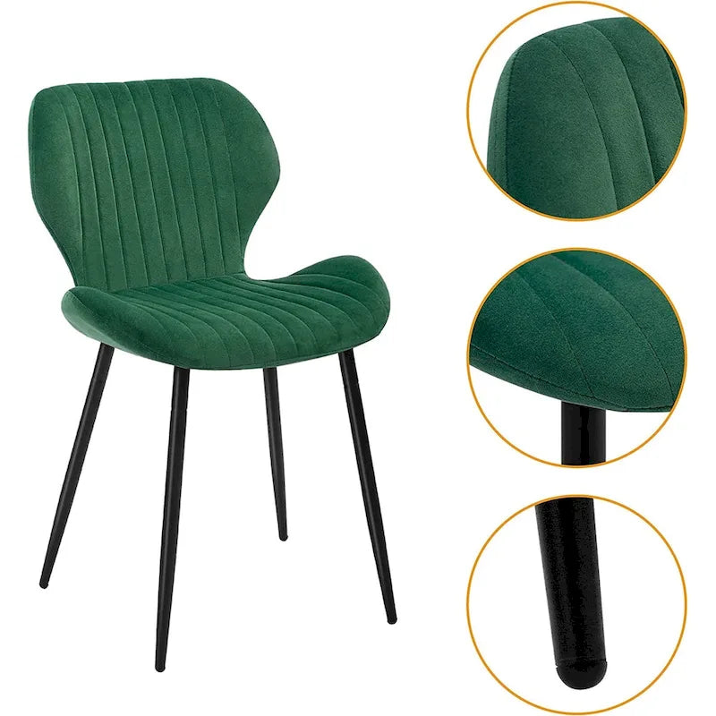 Modern Upholstered Dining Chairs with Metal Legs, Set of 2, Brown