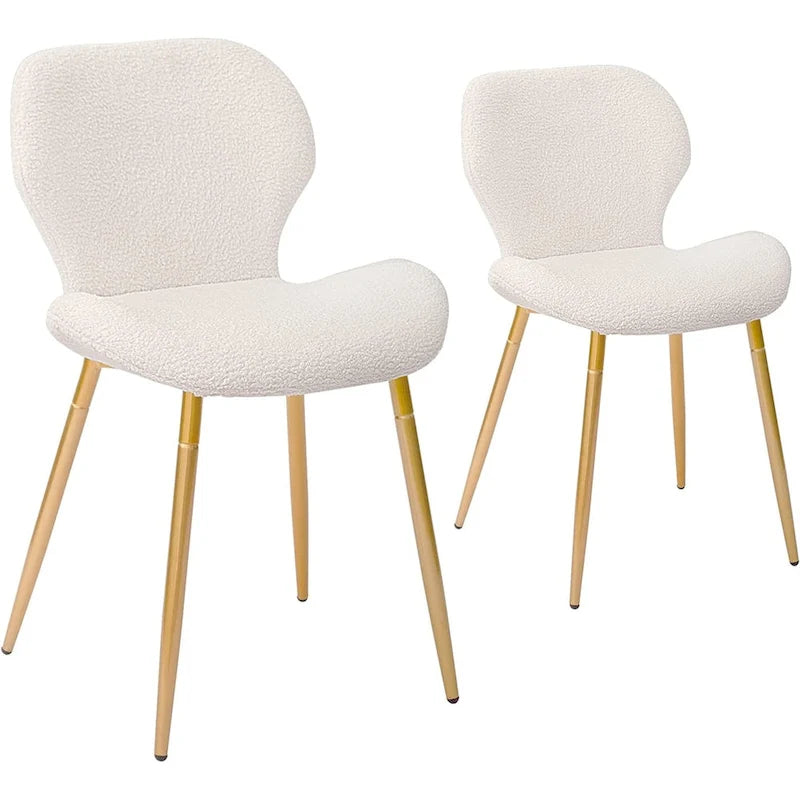 Modern Upholstered Dining Chairs with Metal Legs, Set of 2, Brown