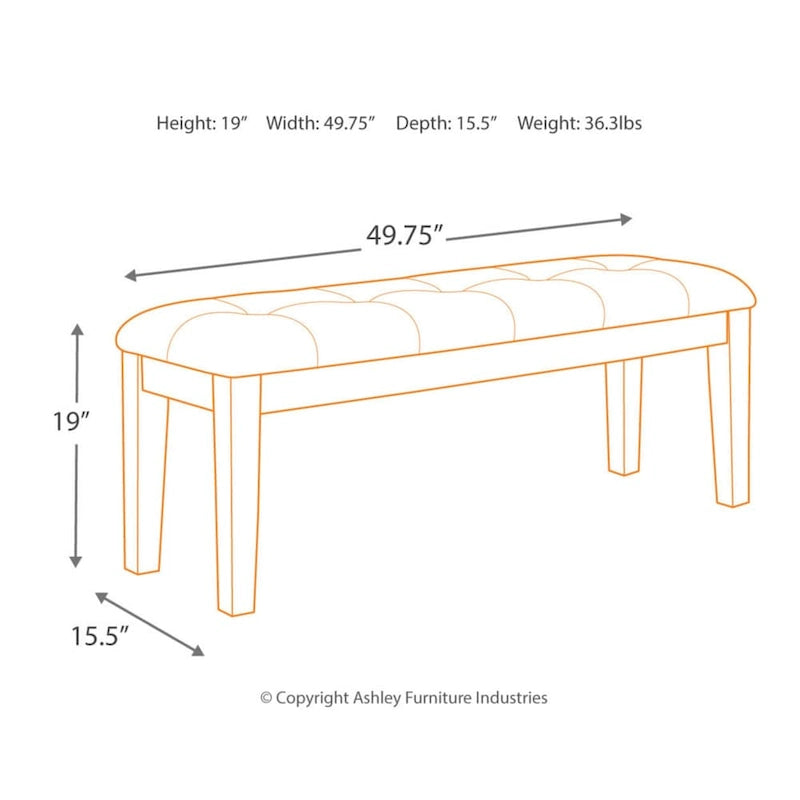 Signature Design by Ashley Ralene Brown Leatherette Dining Bench - 49.75  W x 16.25  D x 18.5  H
