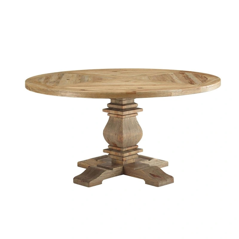 Column 59  Round Pine Wood Dining Table - Brown
