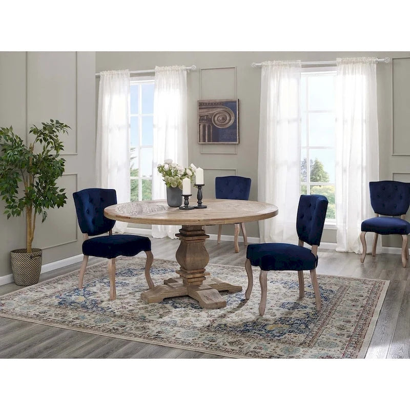 Column 59  Round Pine Wood Dining Table - Brown