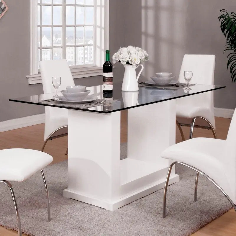 Furniture of America Jem 59  Contemporary White Wood Dining Table