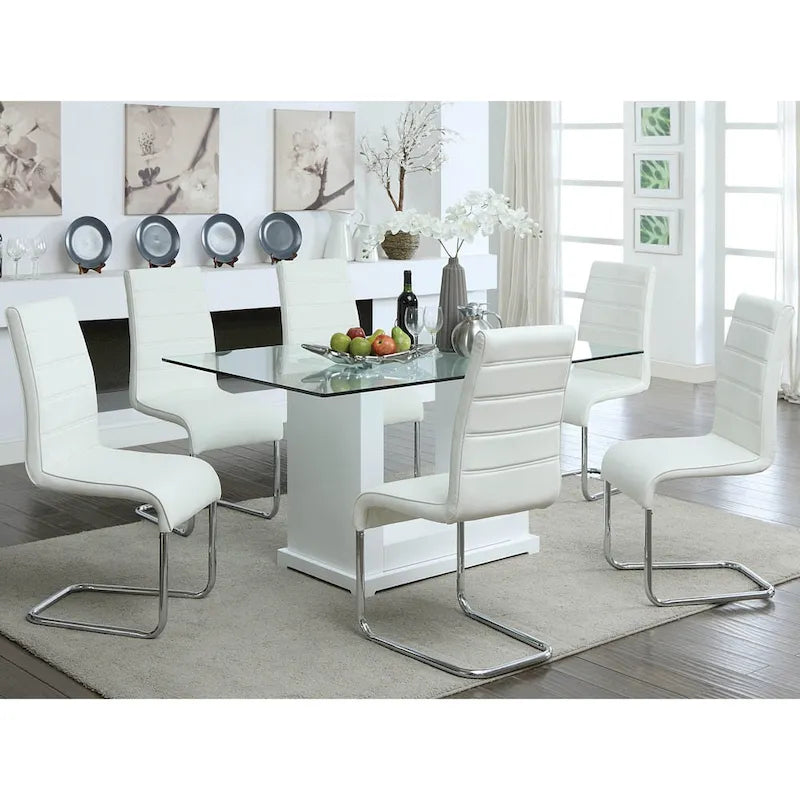 Furniture of America Jem 59  Contemporary White Wood Dining Table