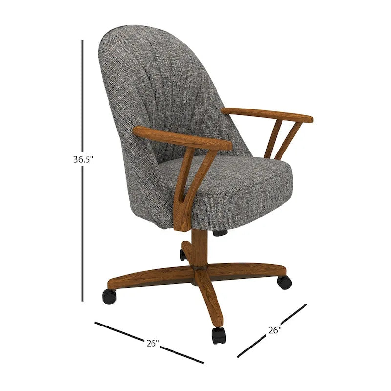 Chromcraft Cliff Caster Dining Chair in Solid Wood Chestnut Finish