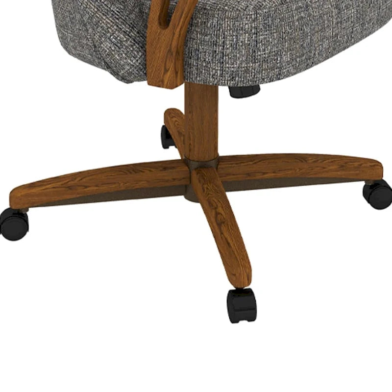 Chromcraft Cliff Caster Dining Chair in Solid Wood Chestnut Finish