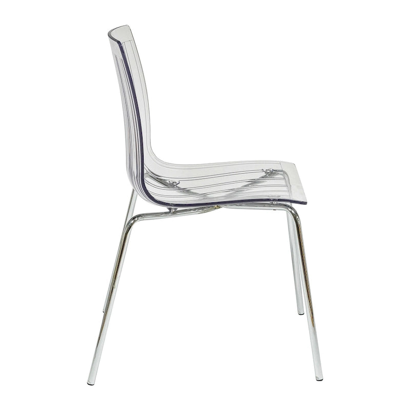 Ralph Acrylic Plastic Dining Chair Chrome Metal Legs Modern Transparent Accent Side Chair for Dining Room & Kitchen