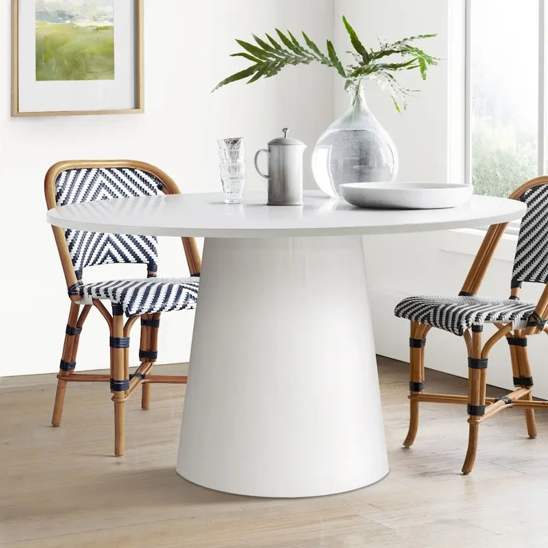 46  White Round Pedestal Dining Table