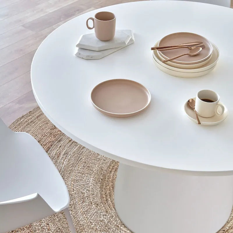 46  White Round Pedestal Dining Table