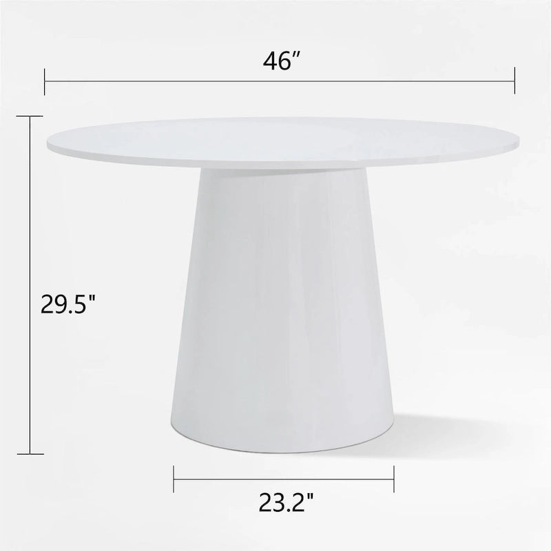 46  White Round Pedestal Dining Table