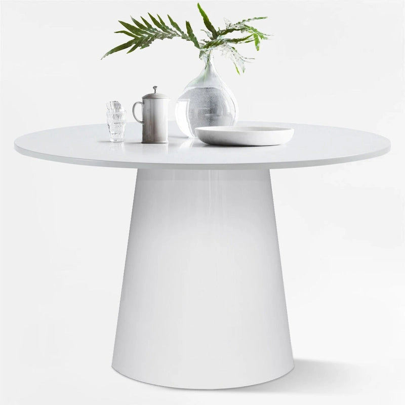 46  White Round Pedestal Dining Table