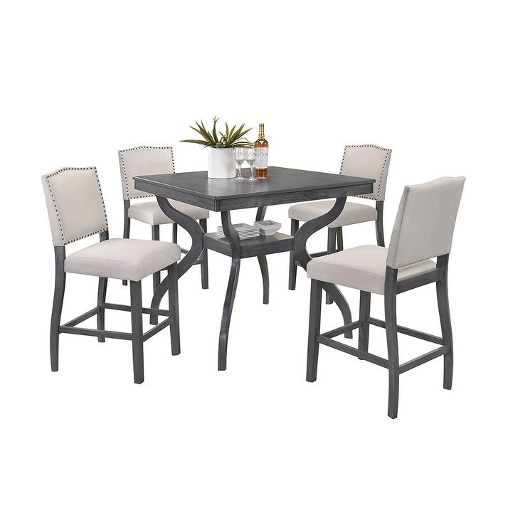 Best Quality Furniture Light Grey 5-piece Counter Height Dining Set