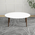 Rivoli Mid Century Modern Solid Wood Oval Dining Table in White - 67 inches