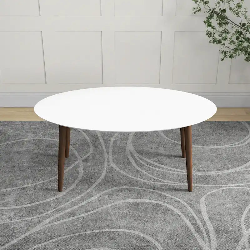 Rivoli Mid Century Modern Solid Wood Oval Dining Table in White - 67 inches