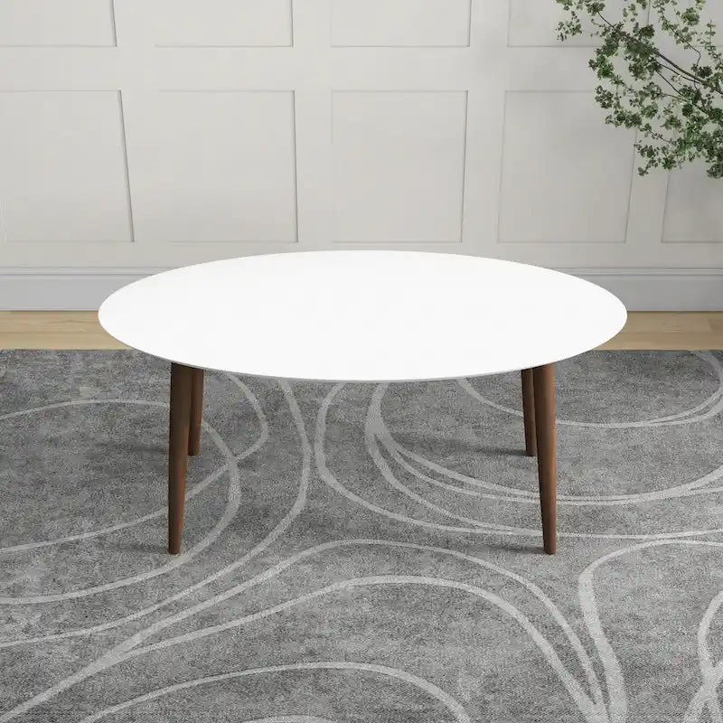 Rivoli Mid Century Modern Solid Wood Oval Dining Table in White - 67 inches