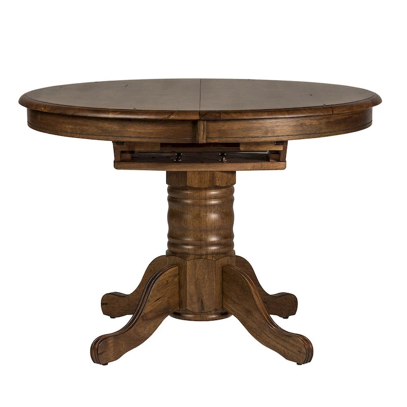 Carolina Crossing Antique Honey Distressed 5 Piece Pedestal Table Set