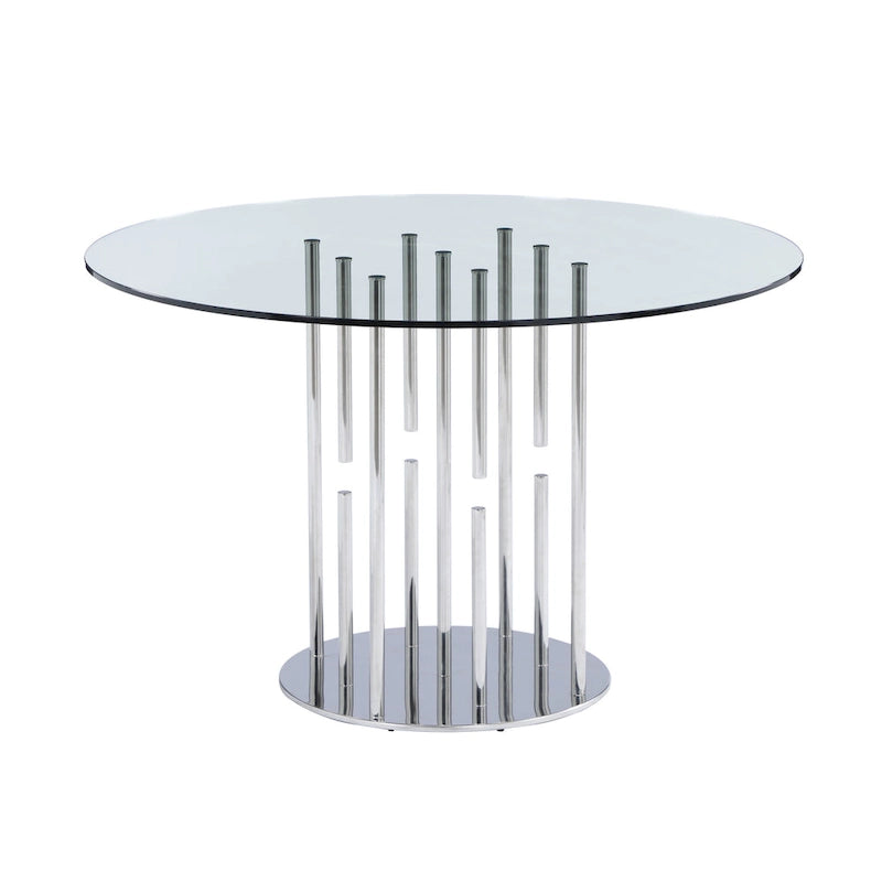Somette 8511 Round glass dining table - Grey