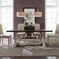 Willowrun Rustic White Weathered Gray Trestle Table