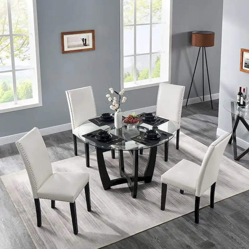 Faux Leather Kitchen Dining Accent Chairs Set of 2