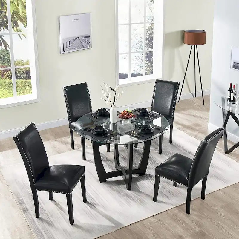 Faux Leather Kitchen Dining Accent Chairs Set of 2