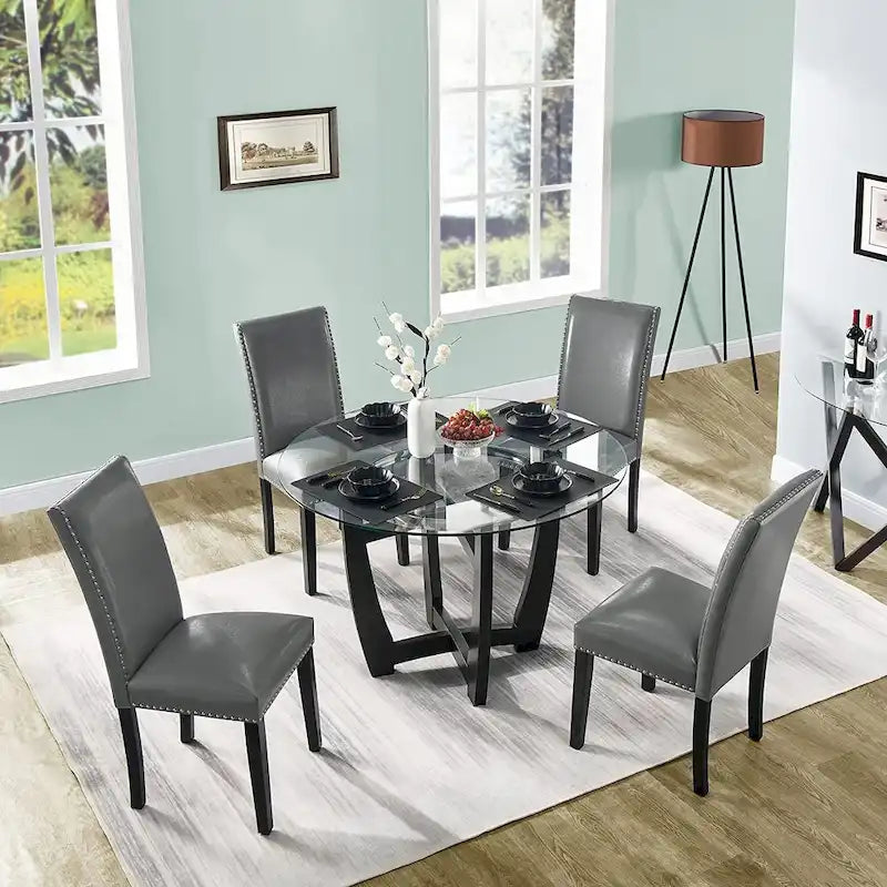 Faux Leather Kitchen Dining Accent Chairs Set of 2