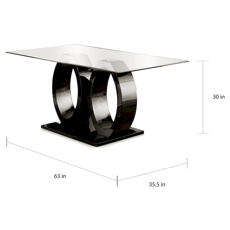 Furniture of America Raji Contemporary 63-inch Double Ring Glass Top Table