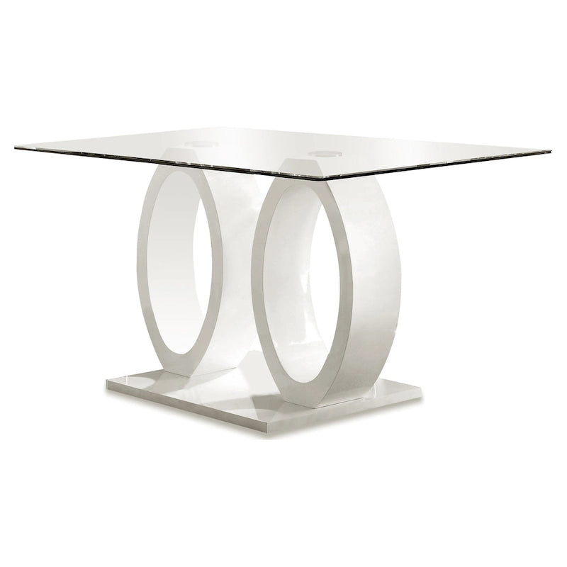 Furniture of America Raji Contemporary 63-inch Double Ring Glass Top Table