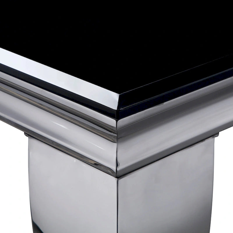 Furniture of America Pizo Glam 79-inch Chrome Leg Glass Top Dining Table