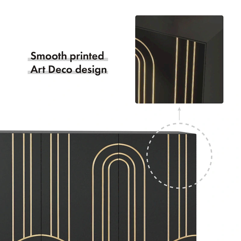 DH BASIC Modern Adjustable 4-Shelf Dining Sideboard Buffet with Storage Cabinet by Denhour