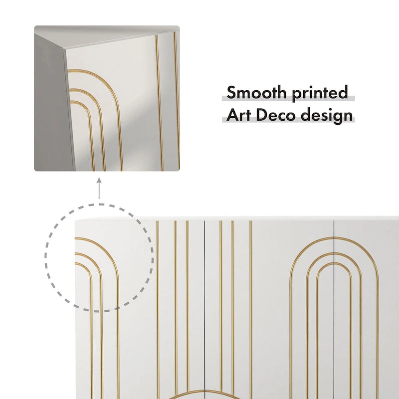 DH BASIC Modern Adjustable 4-Shelf Dining Sideboard Buffet with Storage Cabinet by Denhour