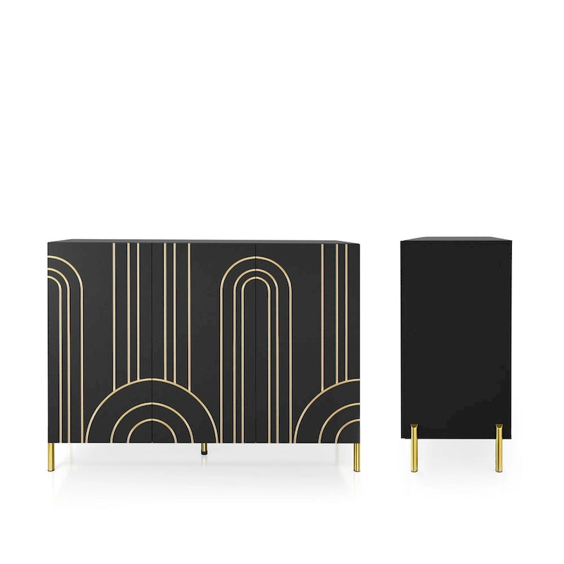 DH BASIC Modern Adjustable 4-Shelf Dining Sideboard Buffet with Storage Cabinet by Denhour