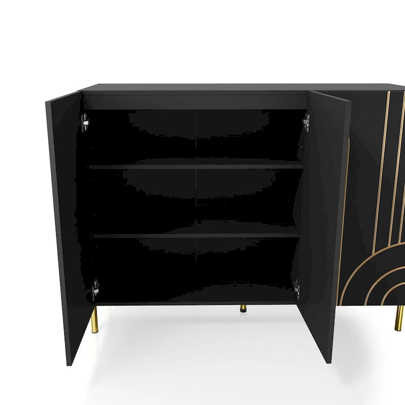 DH BASIC Modern Adjustable 4-Shelf Dining Sideboard Buffet with Storage Cabinet by Denhour