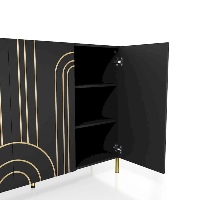 DH BASIC Modern Adjustable 4-Shelf Dining Sideboard Buffet with Storage Cabinet by Denhour