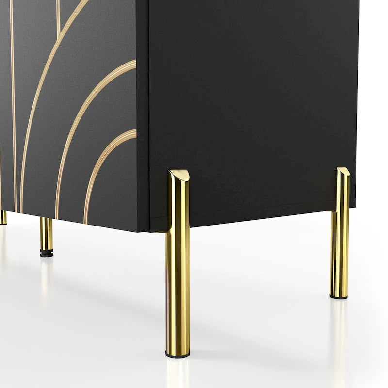 DH BASIC Modern Adjustable 4-Shelf Dining Sideboard Buffet with Storage Cabinet by Denhour