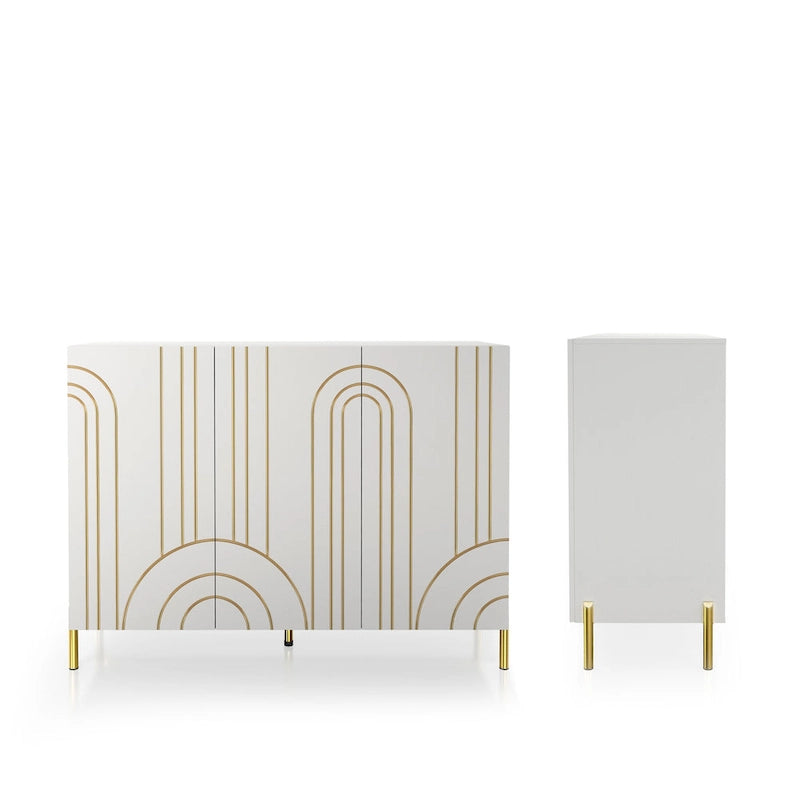 DH BASIC Modern Adjustable 4-Shelf Dining Sideboard Buffet with Storage Cabinet by Denhour