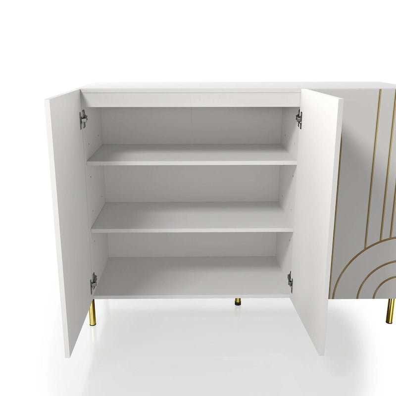 DH BASIC Modern Adjustable 4-Shelf Dining Sideboard Buffet with Storage Cabinet by Denhour