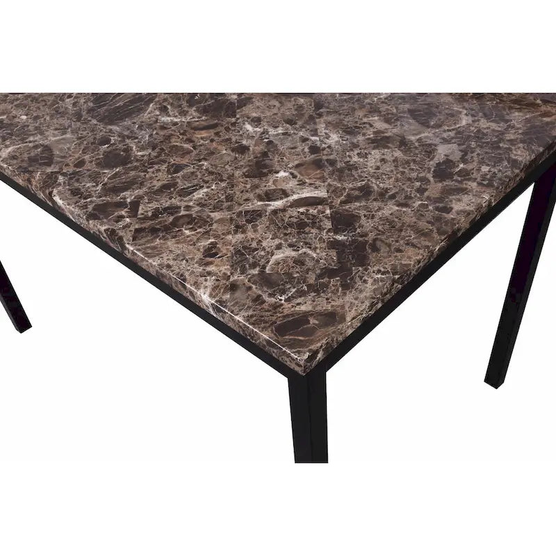 Roundhill Furniture Noyes Metal Dining Table with Laminated Faux Marble Top