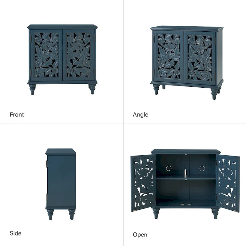Alban Traditional 32 Tall 2 Hollow Door Accent Cabinet with LED light Set of 2 by HULALA HOME