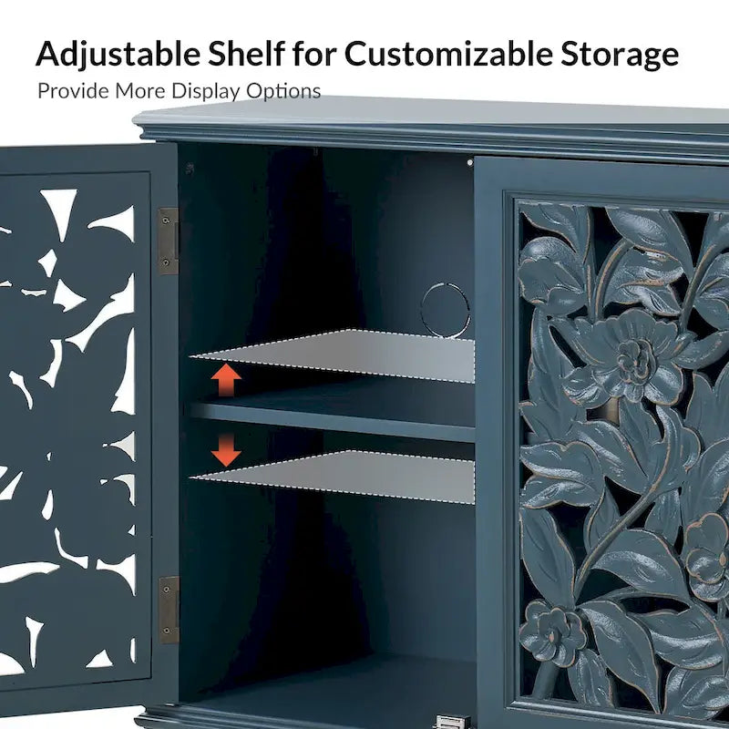 Alban Traditional 32 Tall 2 Hollow Door Accent Cabinet with LED light Set of 2 by HULALA HOME