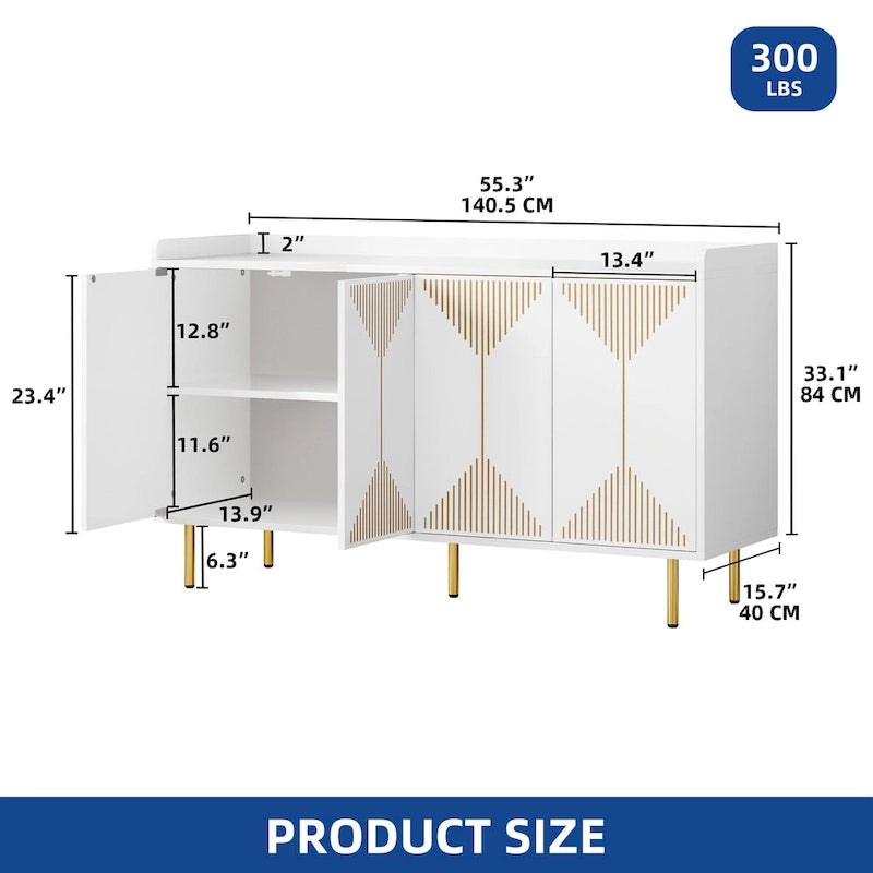 Moasis 55  Kitchen Buffet Cabinet with Storage Sideboard Buffet Table with Doors
