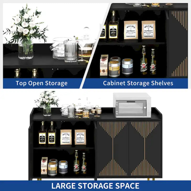 Moasis 55  Kitchen Buffet Cabinet with Storage Sideboard Buffet Table with Doors