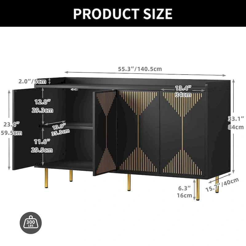 Moasis 55  Kitchen Buffet Cabinet with Storage Sideboard Buffet Table with Doors